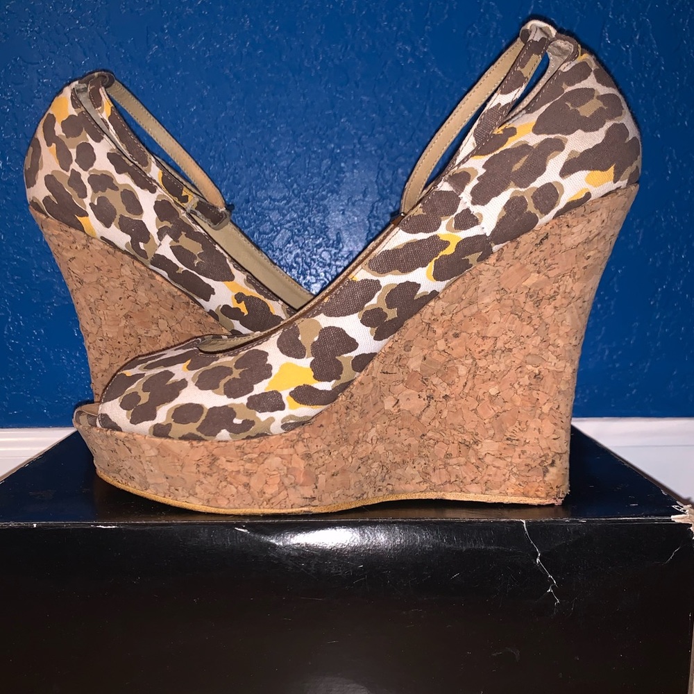 Leopard print wedges